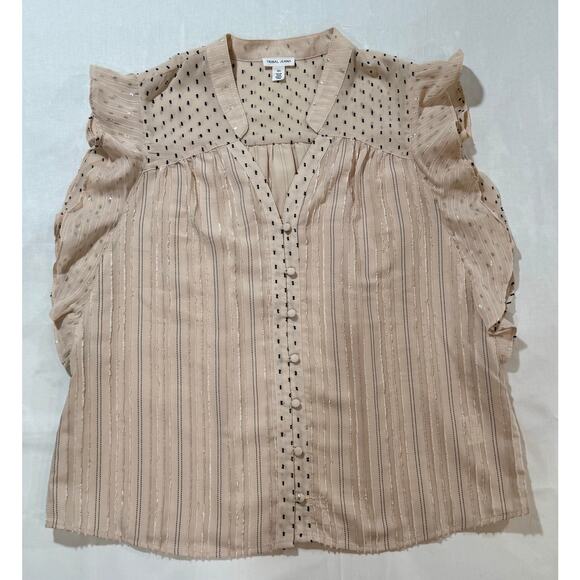 Tribal Jeans Mixed Media Blouse Top 5608  French Oak Size Large - Picture 3 of 12